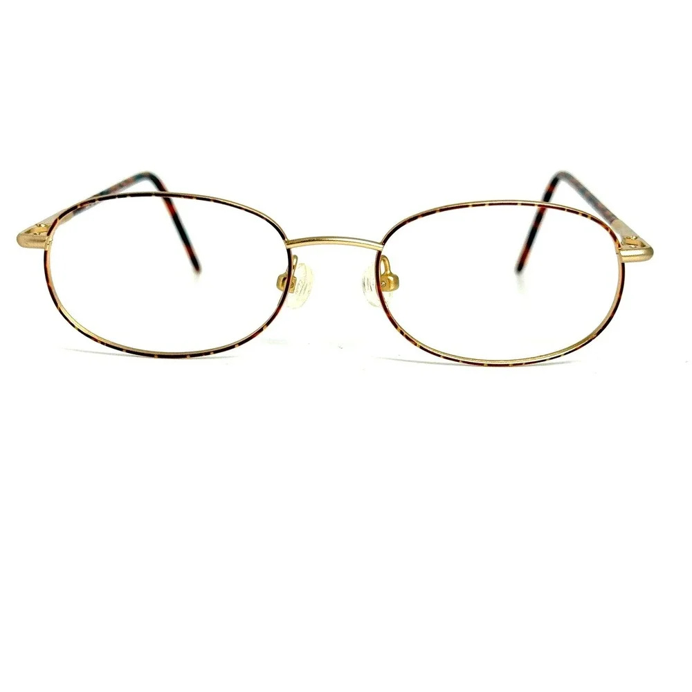 MS-59 Flex Matt Gold D. Amber Oval Eyeglass Frames 47-17-135 Tortoise